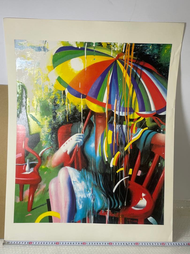 オルガ・グレチナ「雨」サイン 95/250 シルクスクリーン63.5×85cm