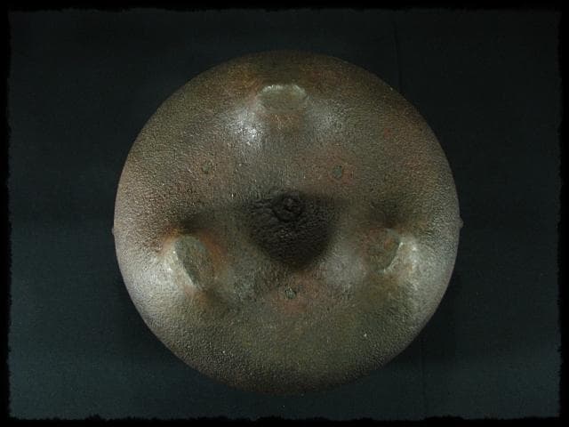 鬼面 鉄 風炉釜 鉄風炉 平丸釜 茶釜 茶道具 u58