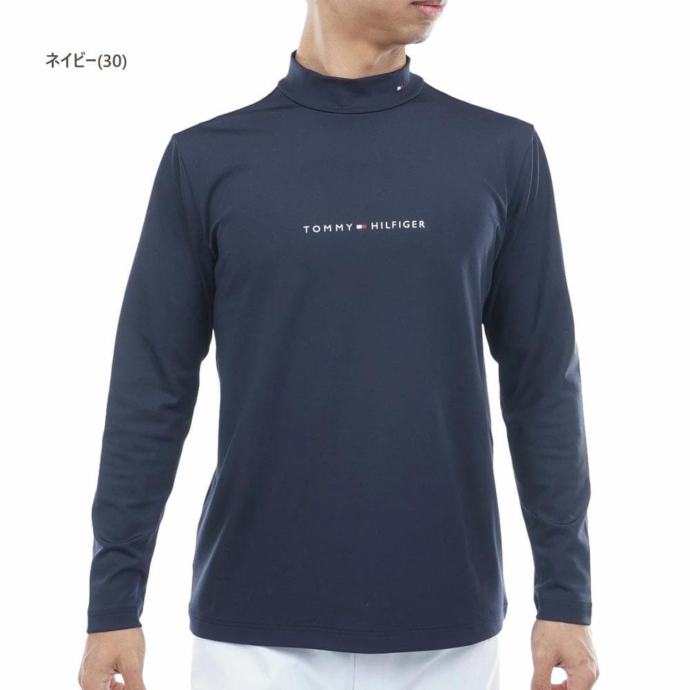 トミーヒルフィガー ベア天長袖モックネックシャツ【L寸】ネイビー thma563