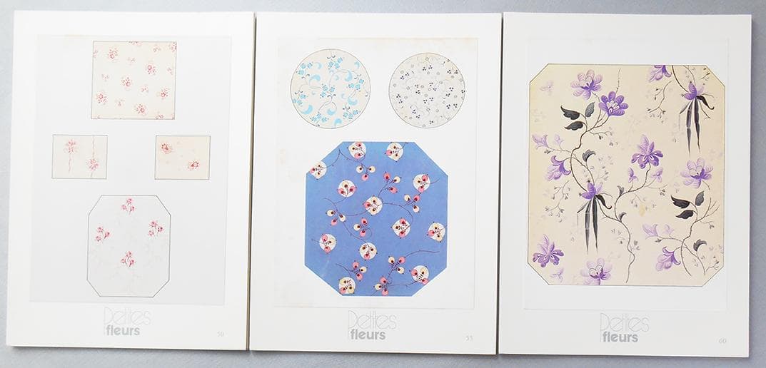 カンザス地方の染色図案資料、小花、刺繍、テキスタイルデザイン、
