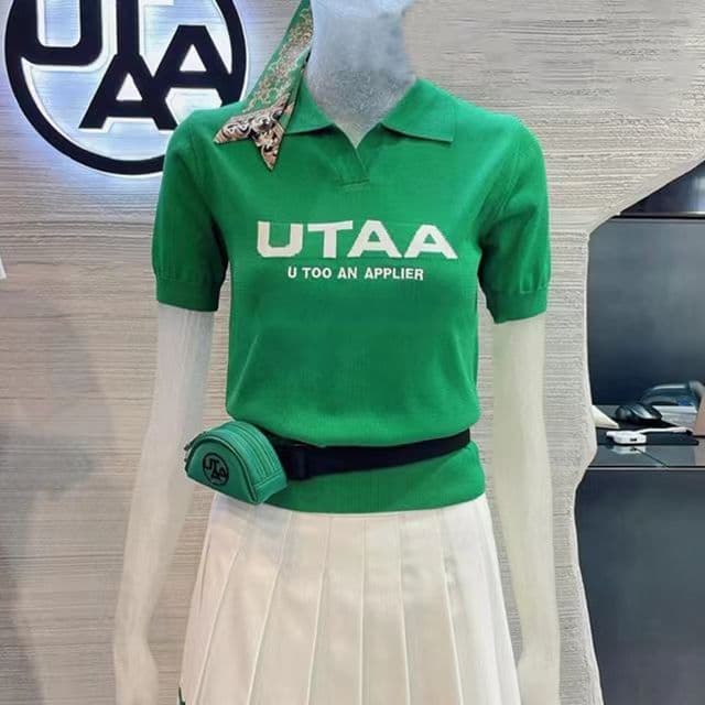 UTAA ゴルフ ウェア トップス ニット 半袖 ポロシャツ レディース