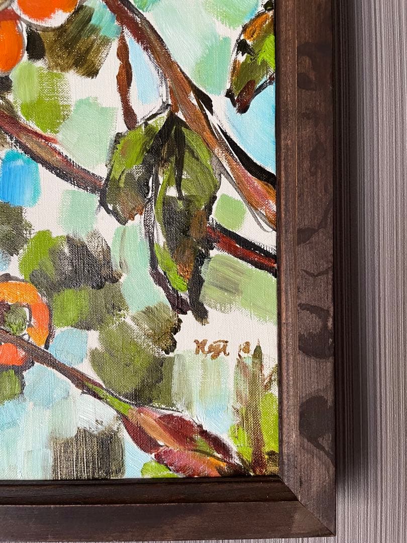【油彩 原画】柿の木 ― 秋の光を描いた一点物（2019年作）