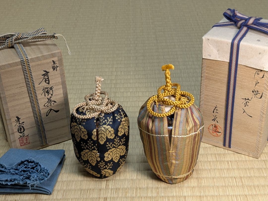 上野焼＆尾戸焼　肩衝茶入セット　熊谷光甫　土居庄次　２つセット