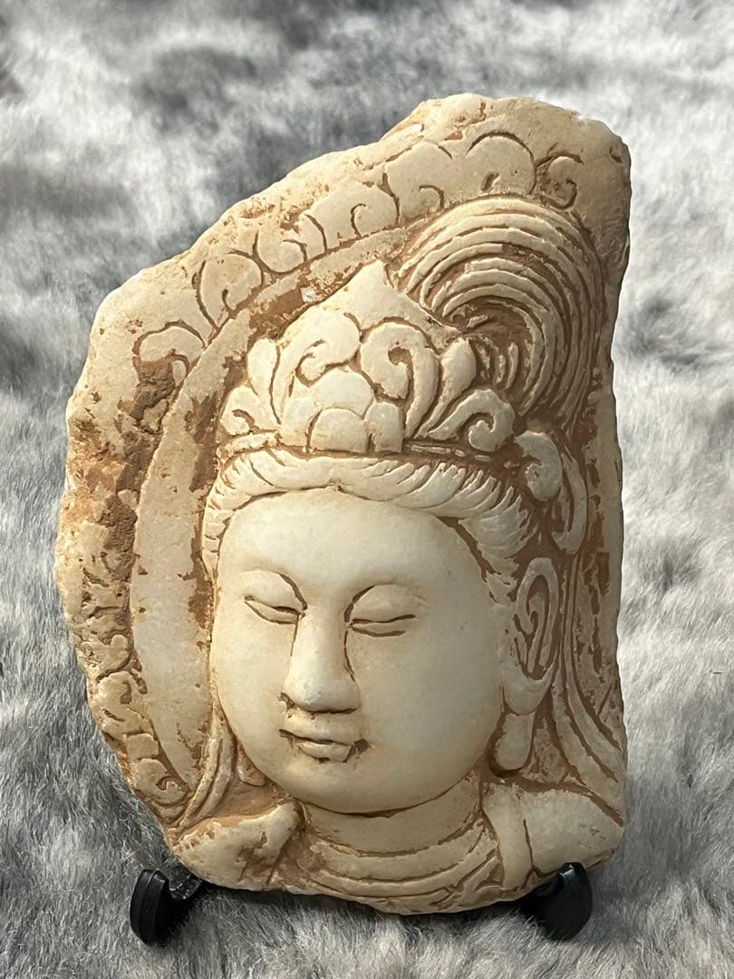 白玉　石　中国　万里長城　石彫刻 仏像 石造観音 仏頭 古美術 置物 彫刻