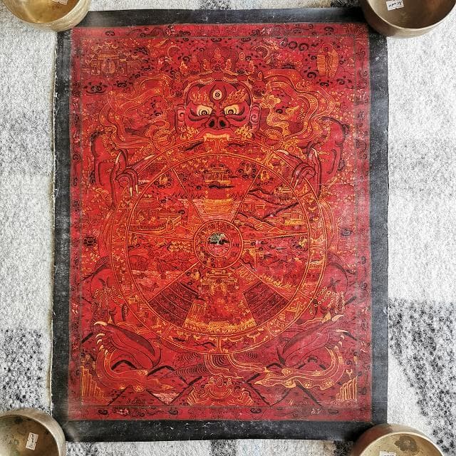 六道輪廻図（Wheel of Life）：　タンカ　仏画（額縁なし）