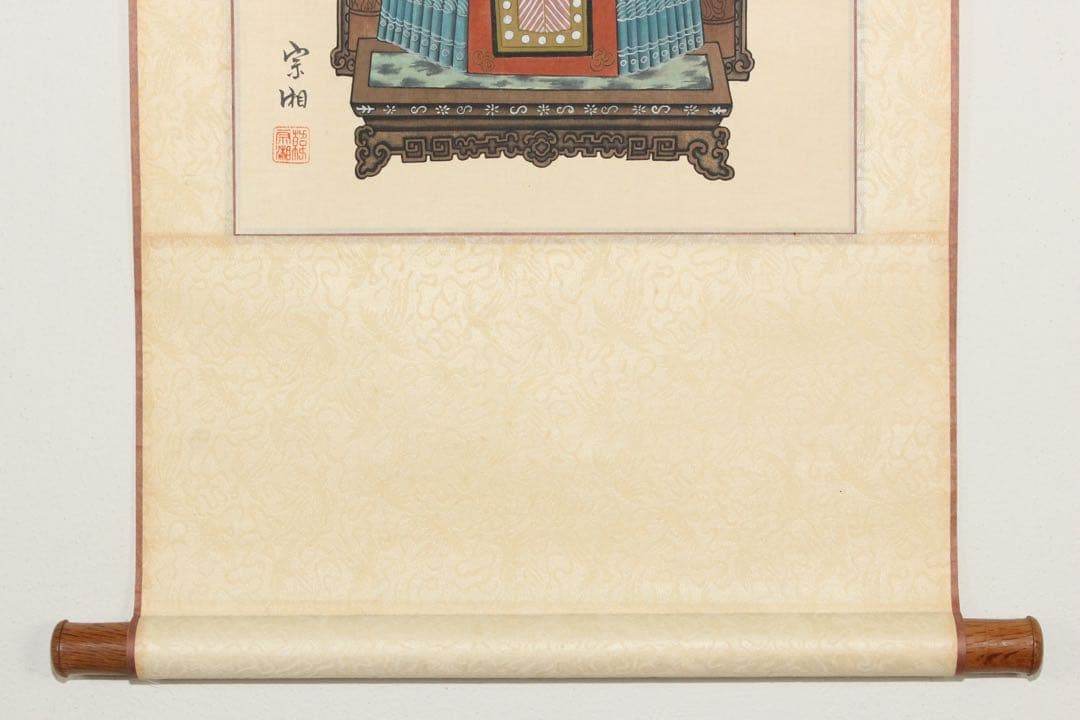 No5363 掛軸　台湾画家　韓宗湘　中国皇后図　絹本着色　唐物　肖像　送料無料