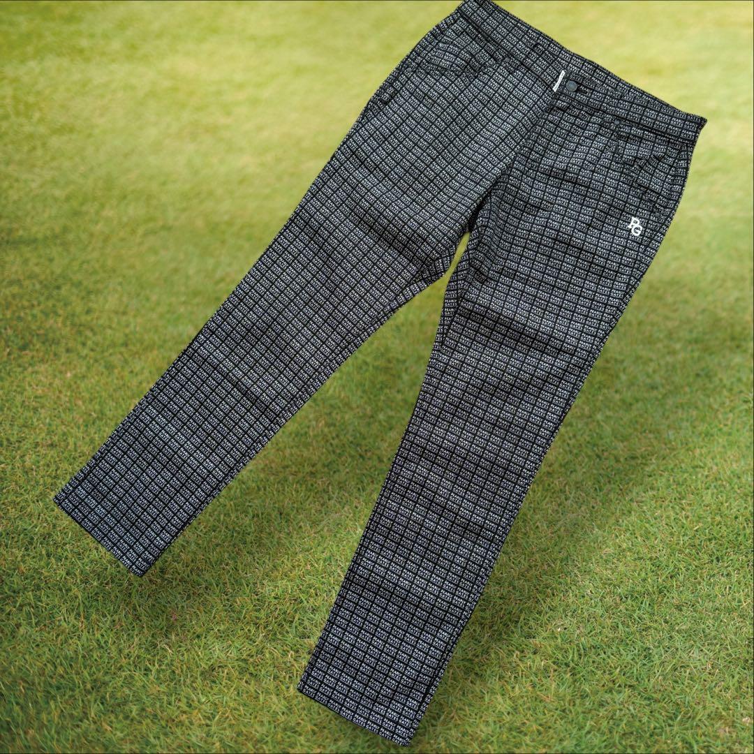 美品　パーリーゲイツ　パンツ　総柄　黒　白　M〜L相当　コットン素材　4 ゴルフ