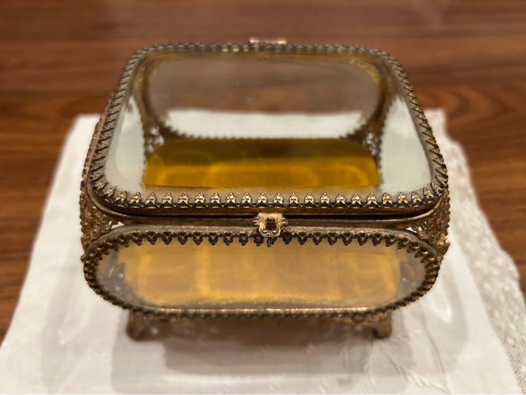 フランス　アンティーク オルモル　ジュエリーケース　ベベルガラス　美品