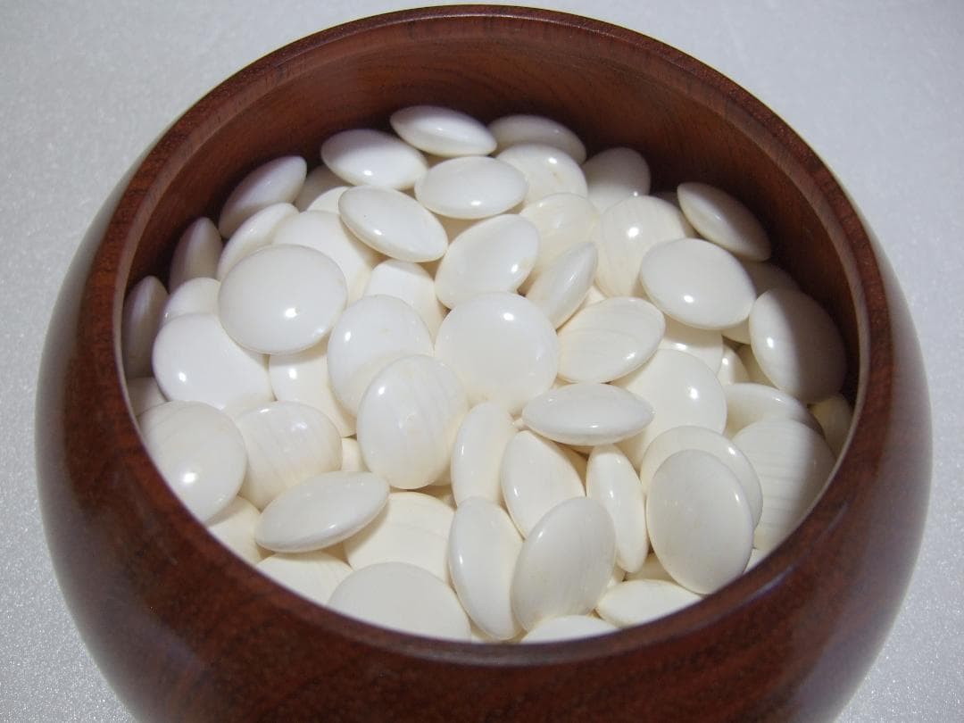 蛤碁石 那智黒石 33号碁石 白182個 黒183個 花梨特大碁筍 / 囲碁