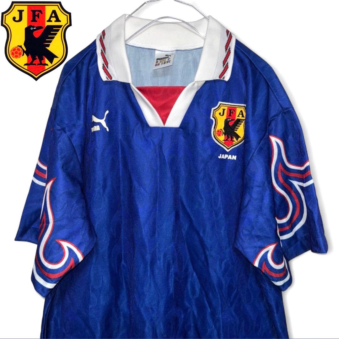 【希少】96年 PUMA社製 サッカー 日本代表 ユニフォーム Oサイズ 炎