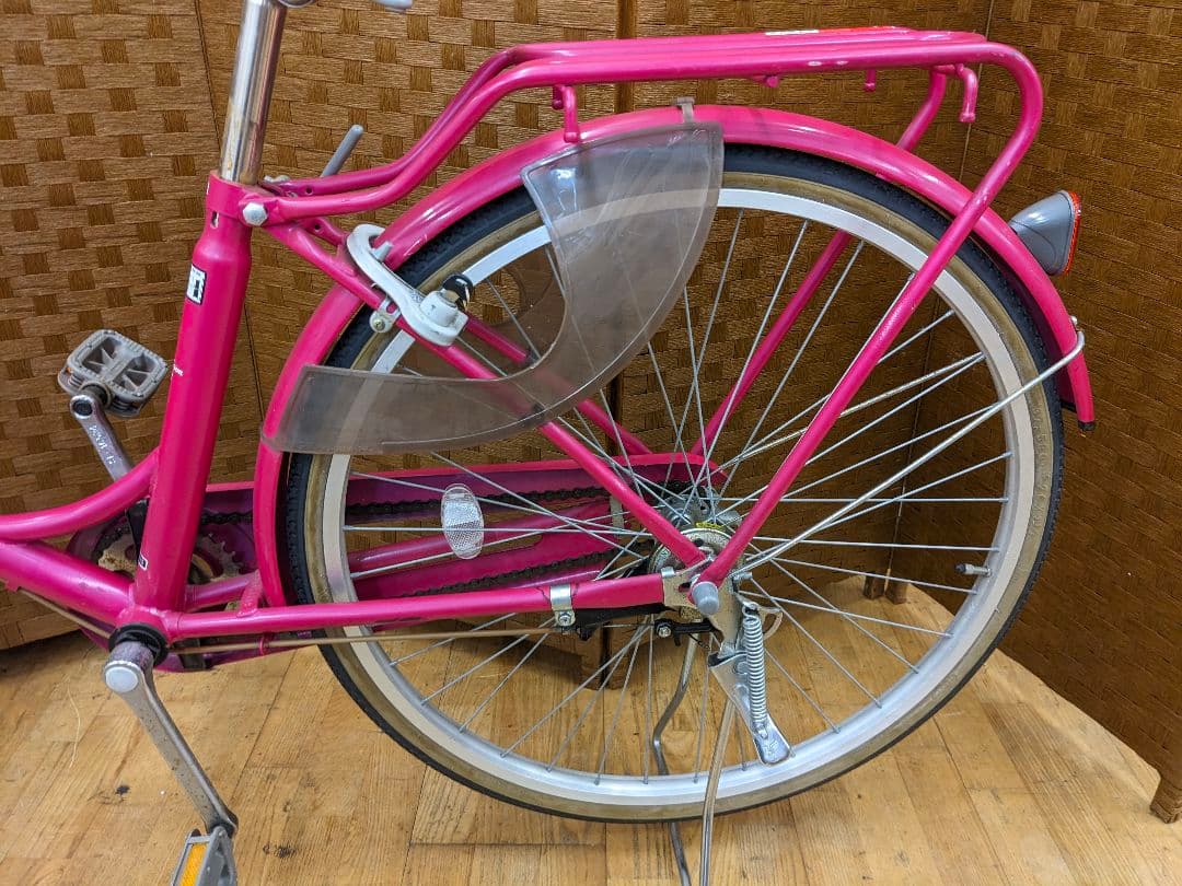 U001 普通自転車　26インチ　オートLEDライト　ピンク　シティサイクル