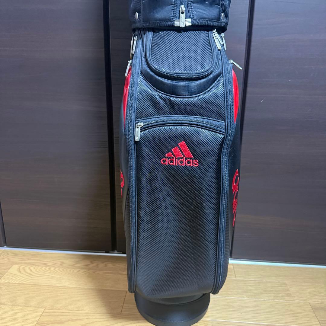 adidas キャディバッグ ゴルフバッグ 黒/赤