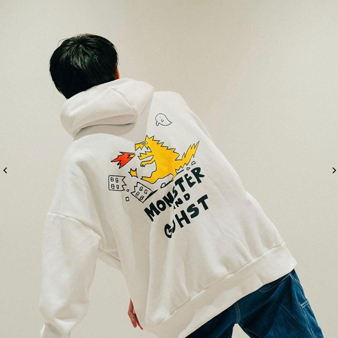 \"怪獣とゴースト\" HOODIE / WHITE
