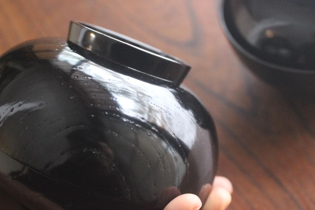 時代逸品！端正な黒漆に優美な光琳鶴蒔絵の映えるお椀2点（検輪島塗蒔絵椀