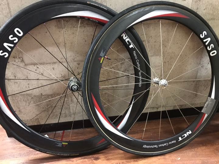 【総額27万円】カーボンディープホイール(50mmハイト)＋チューブラータイヤ