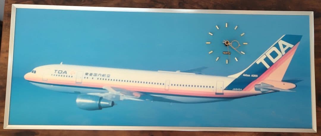 TDA 大型 パネル 時計　東亜国内航空　ノベルティ　航空機 tda グッズ　壁