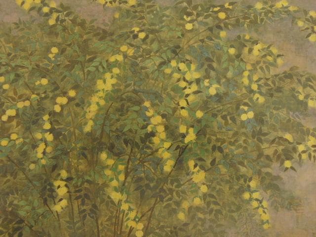 吉川恭三、【山吹咲く】、希少な額装用画集より、新品額装付
