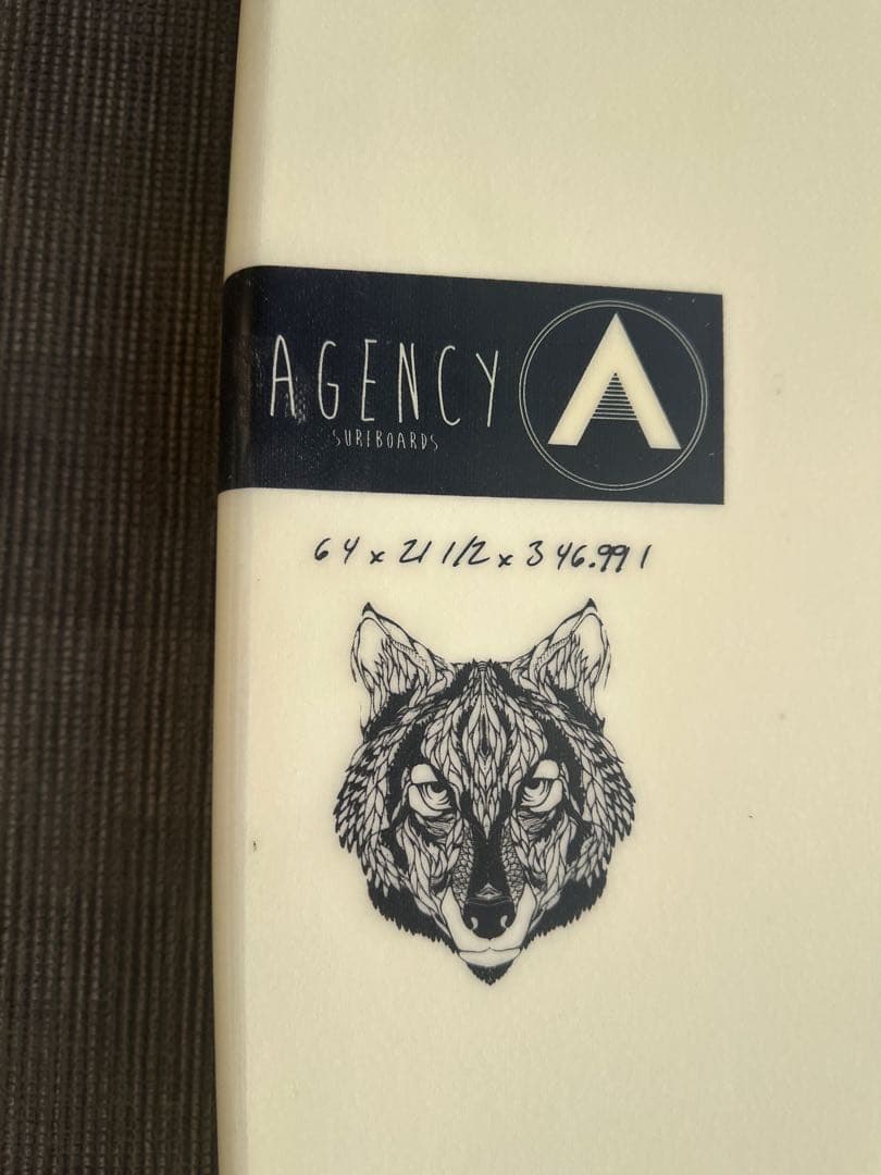 AGENCY サーフボード　リーシュ、フィン、ボードカバー、デッキパッド付き