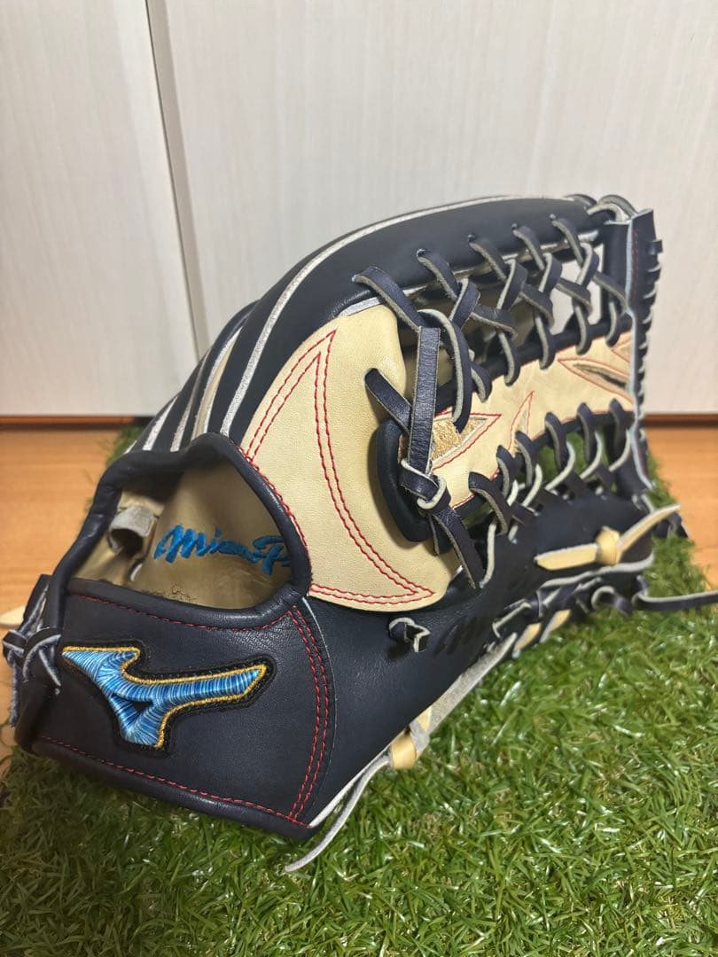 日本製　波賀ジャパン　ミズノプロ ダイバーシティブルー　外野手　オーダーグラブ