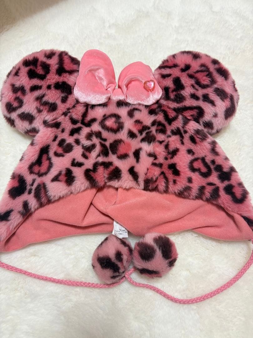 値下げ可✨　東京ディズニーリゾート ヒョウ柄ファンキャップ　ピンク