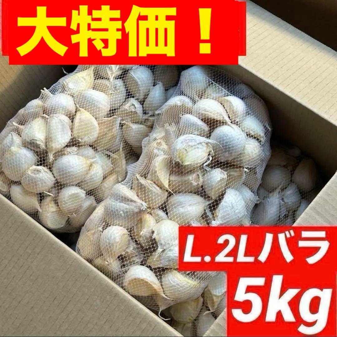 【大特価】青森県産 にんにく L.2Lバラ 5kg 福地ホワイト 家庭用