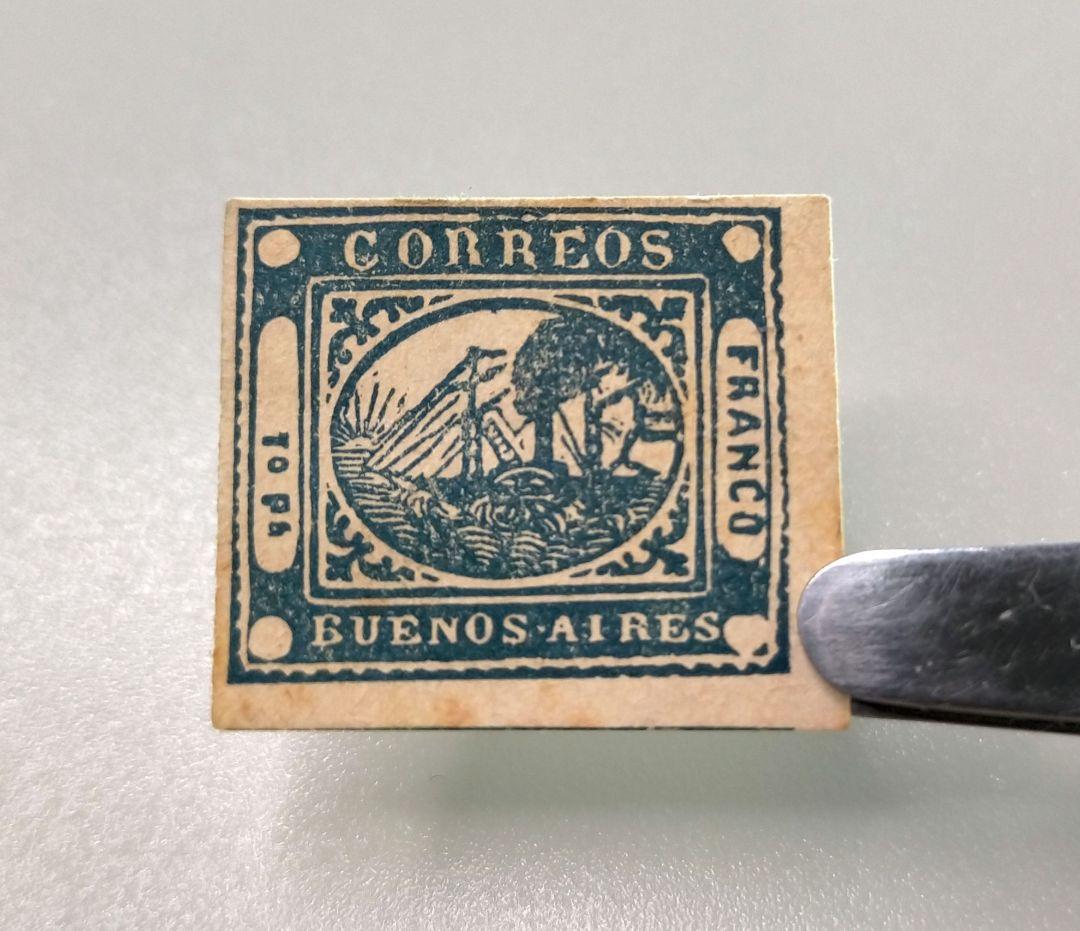 2223 外国切手【珍品】 1858年 ブエノスアイレス 世界初船舶切手未使用