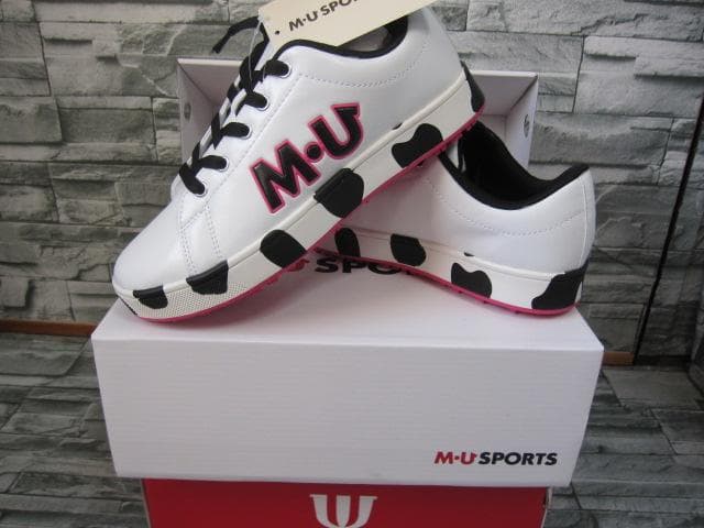 MU SPORTS ◆24.5cm WH ダルメシアン柄スパイクレスシューズ