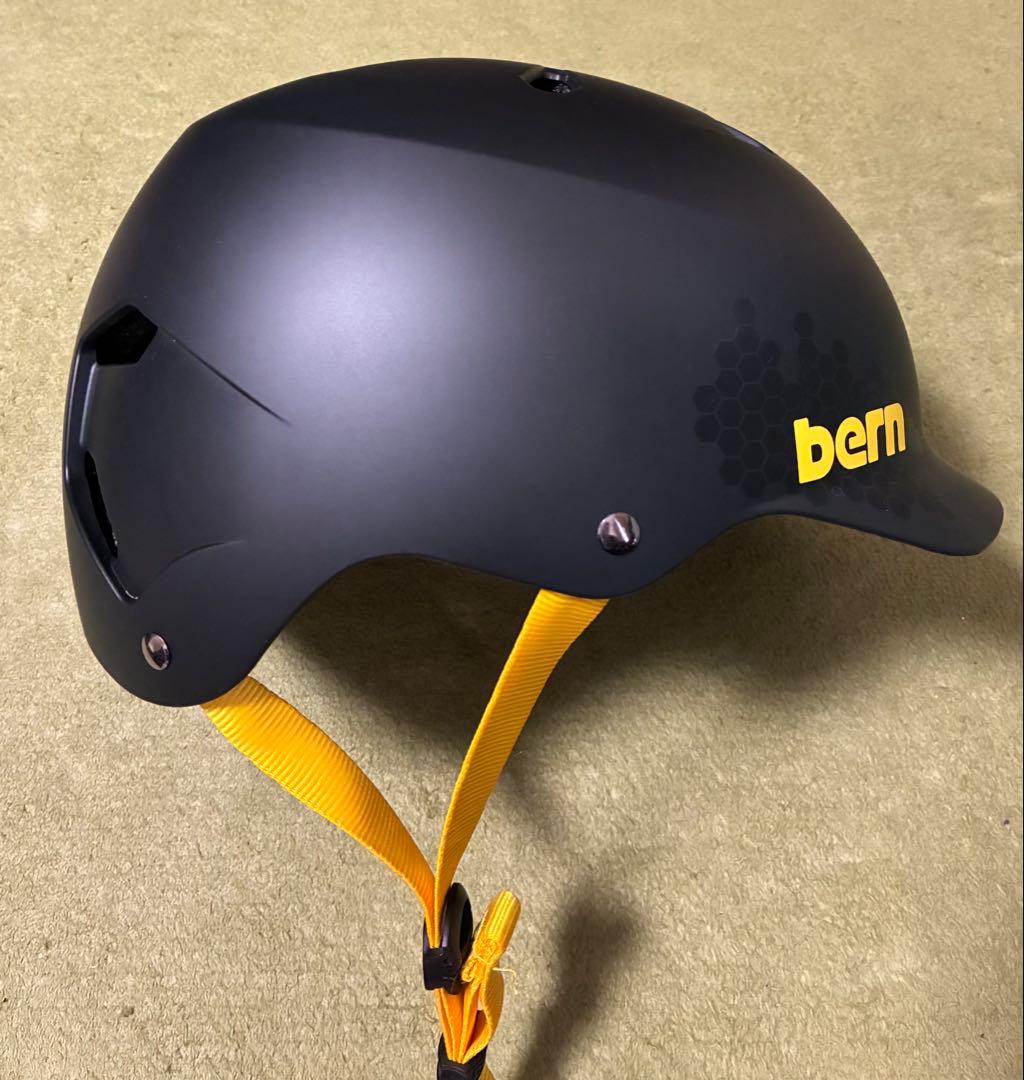 ★美品★bern ヘルメット ブラック/イエロー 日本サイズ L