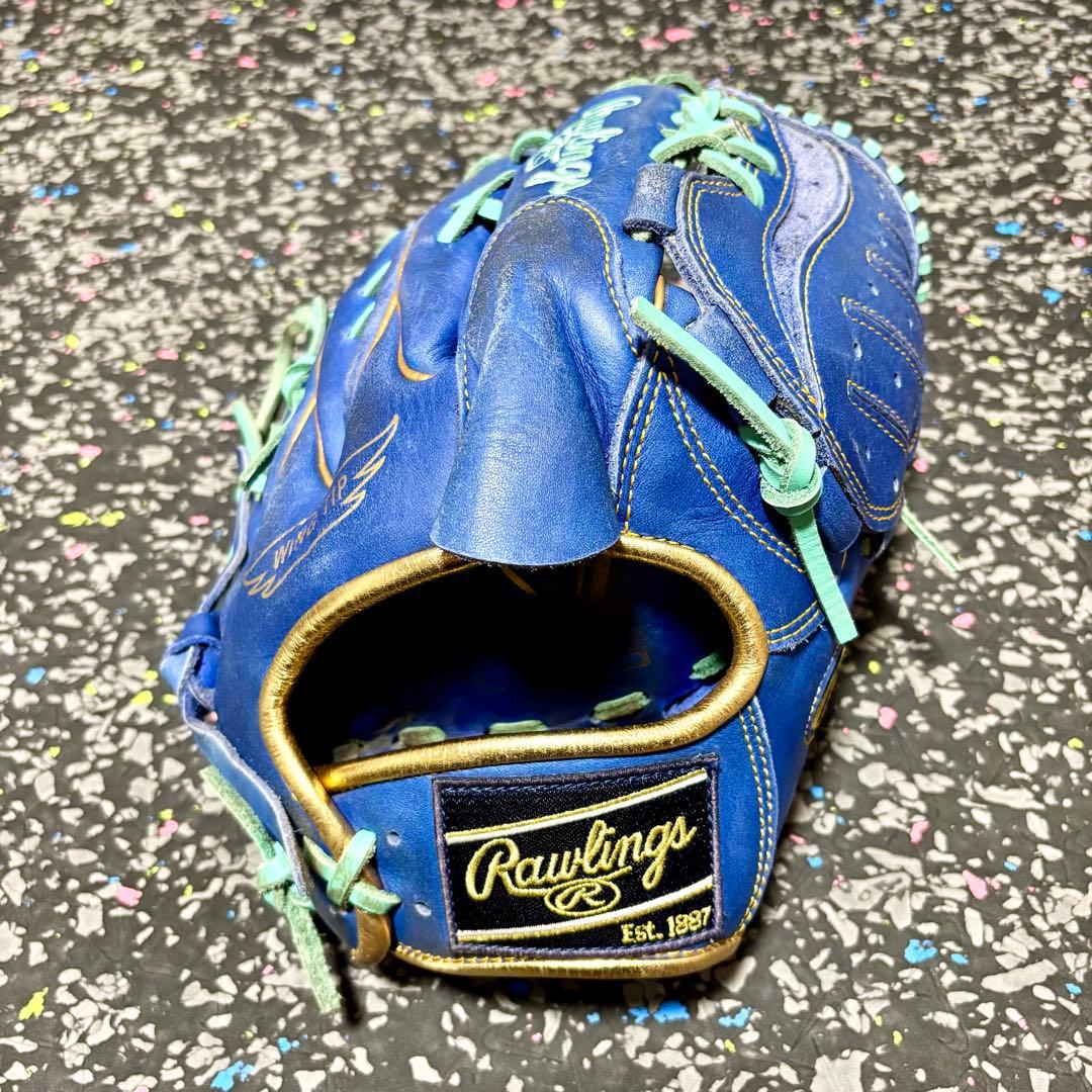 ローリングス ハイパーテック 軟式用 投手用 グローブ ブルー ゴールド 野球