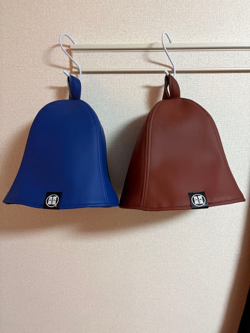 ベストサウナサウナハット 2色セット (青・茶) 良質蒸温　シリコンレザー