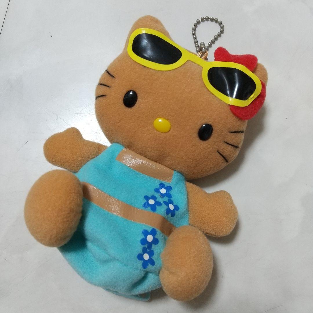美品　ハローキティ 日焼けキティ ぬいぐるみ　ポーチ　ケース　マスコット