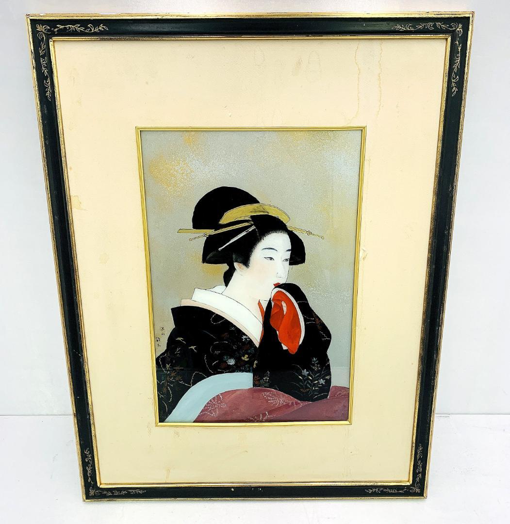 真作保証 伊東深水 日本画 美人画 画寸h39.5×w26cm R8SD22