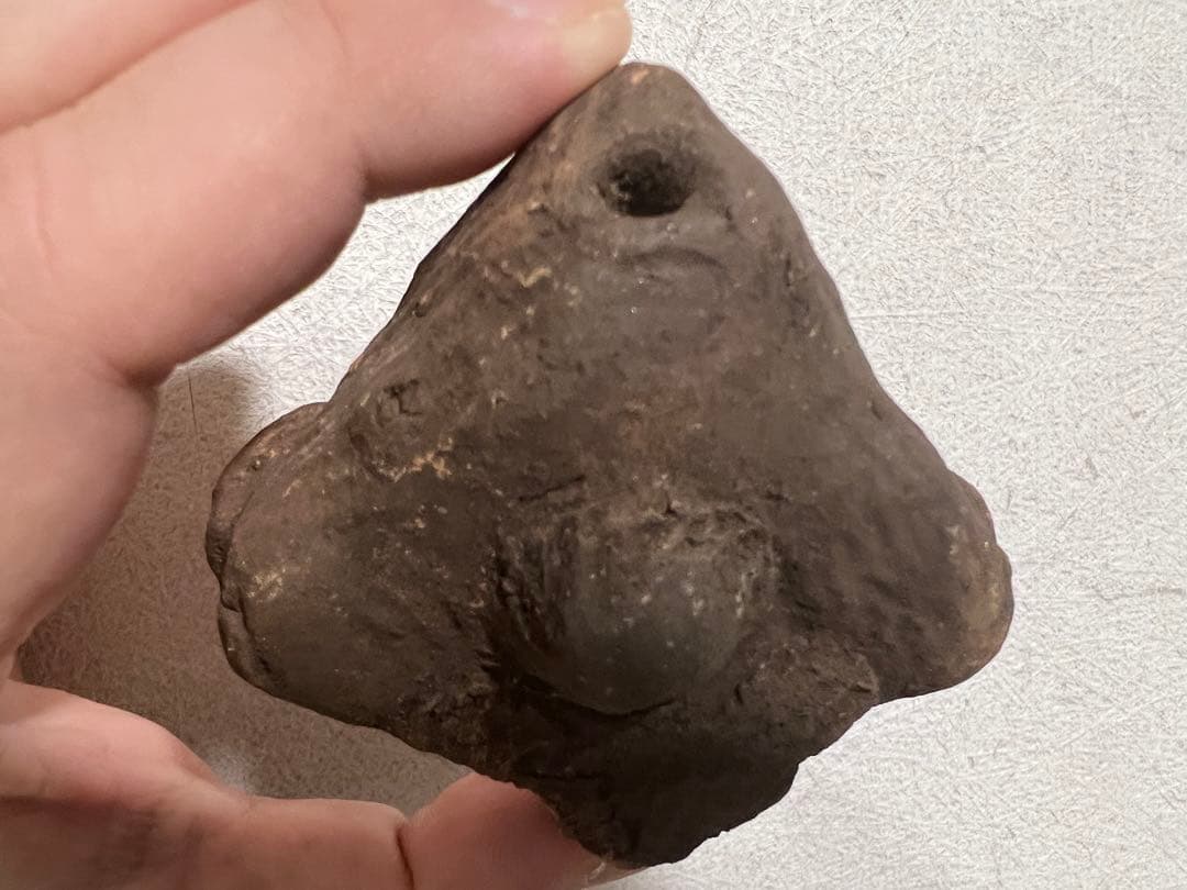 縄文時代後期 山型土偶 頭部 耳環 イアリング 福島県 出土 発掘 骨董 古美術