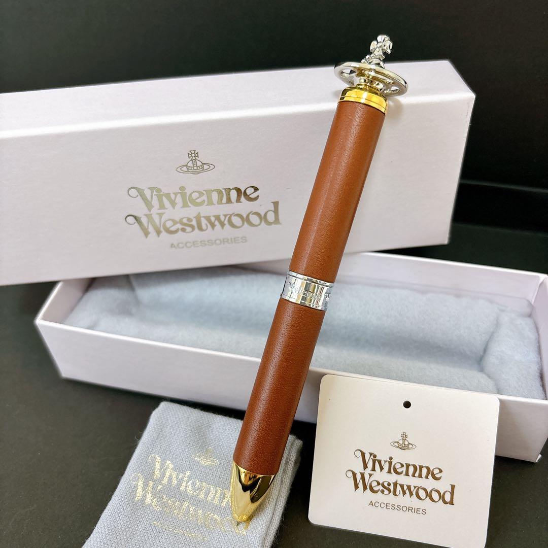 極美品✨ヴィヴィアンウエストウッド　ボールペン　レザー　真鍮　オーブ　箱袋つき