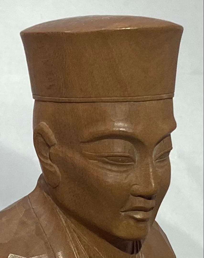 B515s 木彫 千利休座像　滝村尚之造　茶道　箱無