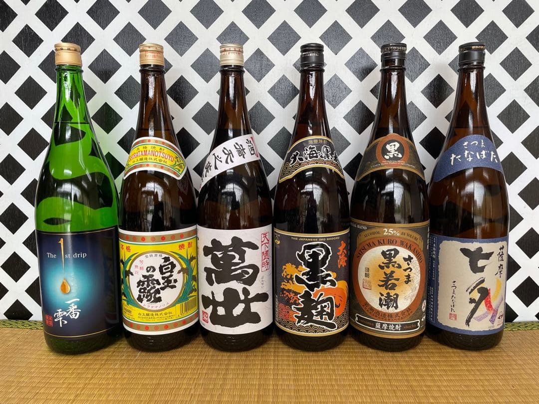 鹿児島本格焼酎セット 一番雫 白玉の露 萬世 大海黒 黒若潮 七夕 1800ml