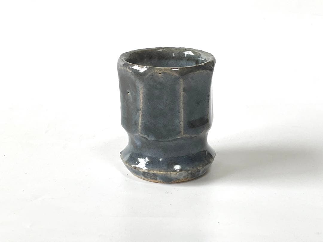 陶芸家　河井寛次郎　？　呉須　面取　盃　ぐい呑　酒器　脚付盃　瑠璃