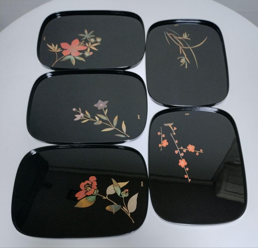 輪島塗　蒔絵絵変り　卓上膳　5客　作家もの