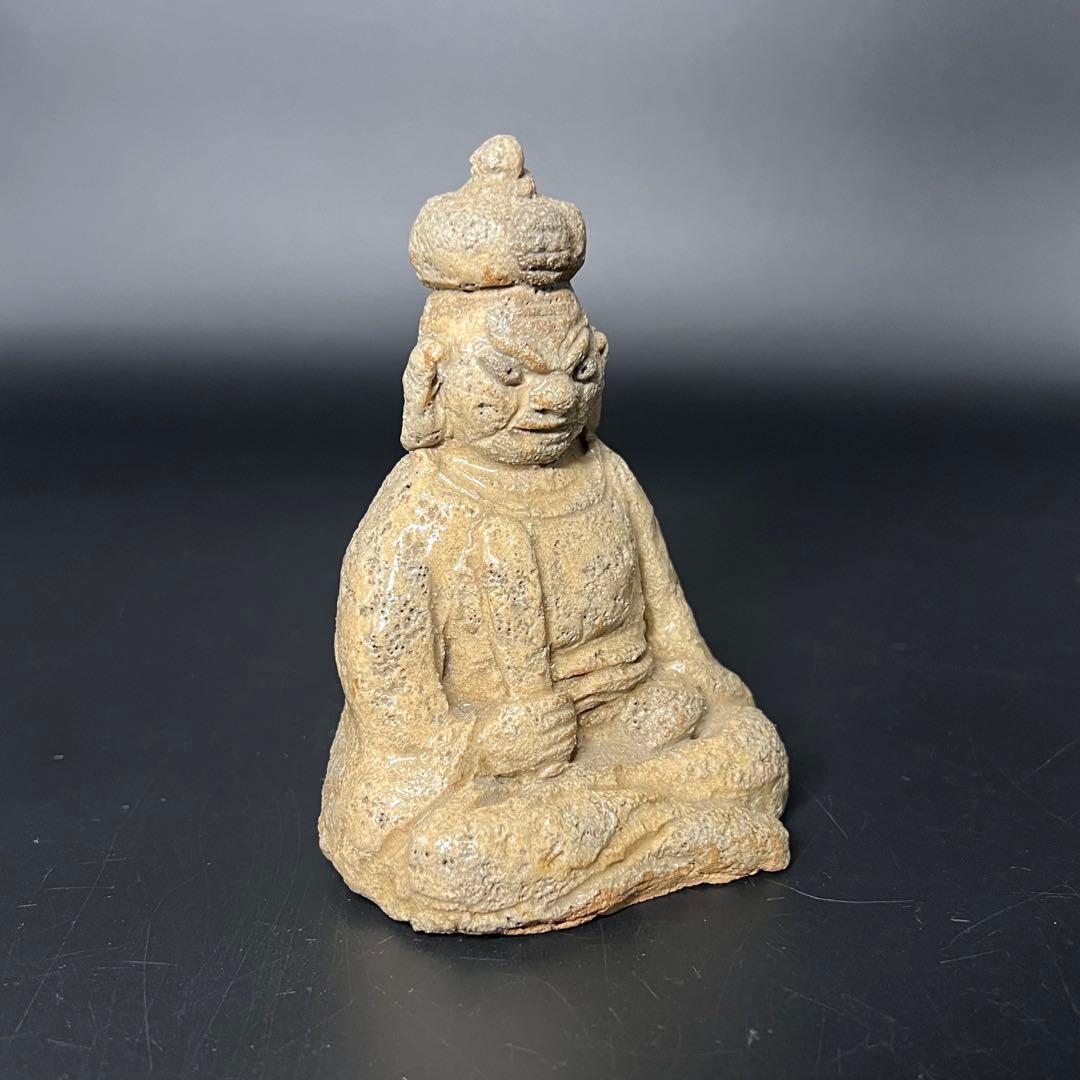 ◎古道具 庵々◎時代物 陶製 閻魔大王像 古陶 仏像 骨董品◎置物仏教美術古美術