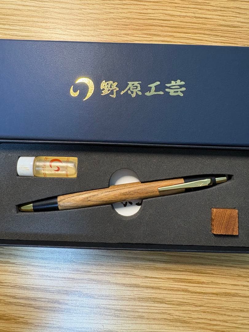 値下げ可！シーサー愛用！野原工芸 欅のシャープペン　新型ゴールド金具