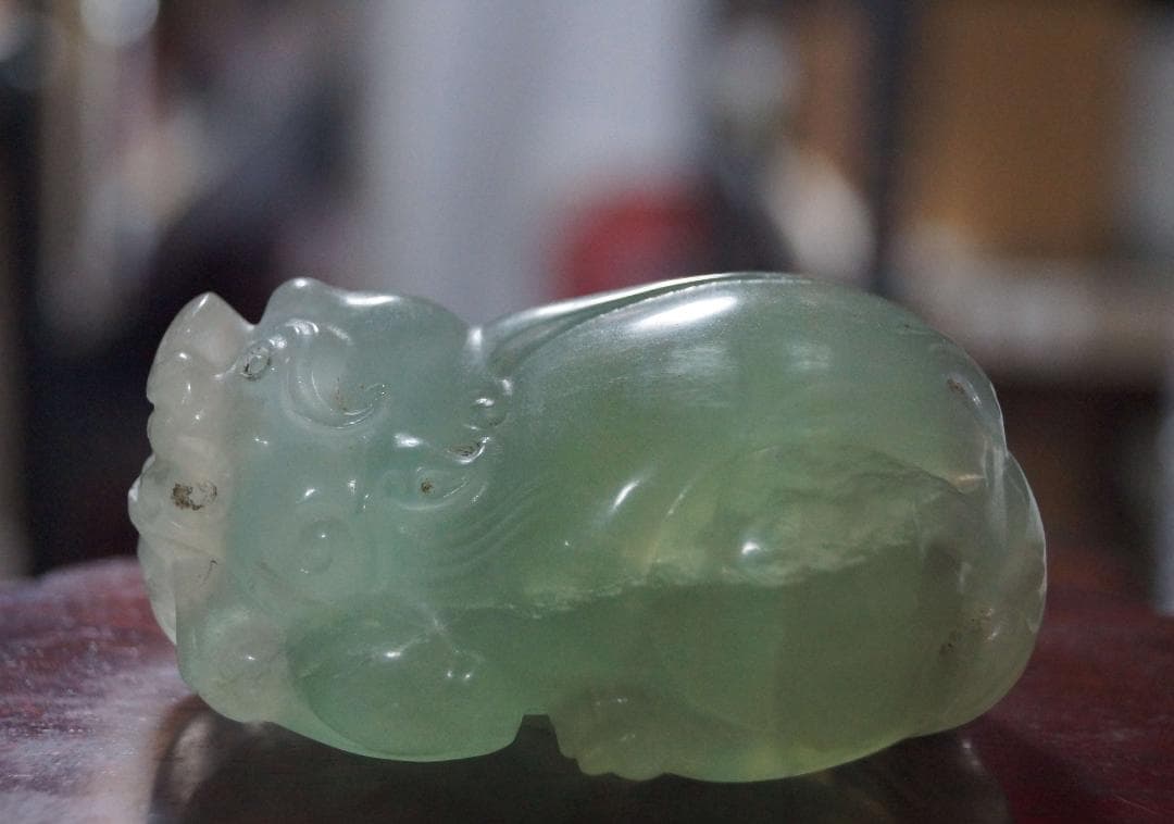 清時代天然水晶 細工彫り可愛らしい貔貅 ヒキュウ 狛犬 置物 装飾品 財神開運