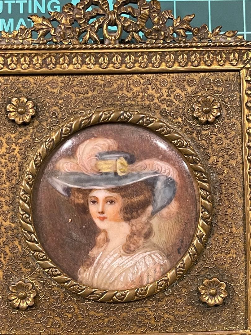 アンティーク アメリカン ミニアチュール 絵画 額装品 陶板画 美術品 USA