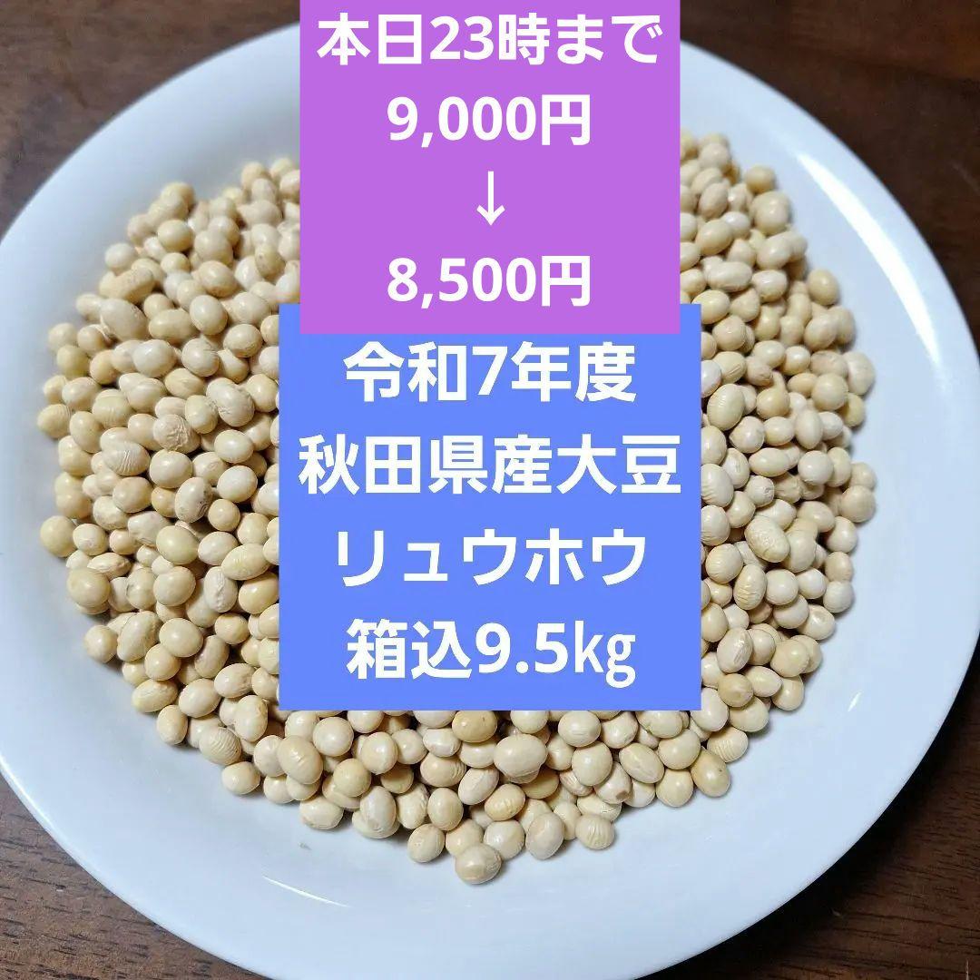 令和7年度秋田県産大豆(リュウホウ)箱込み9.5㎏