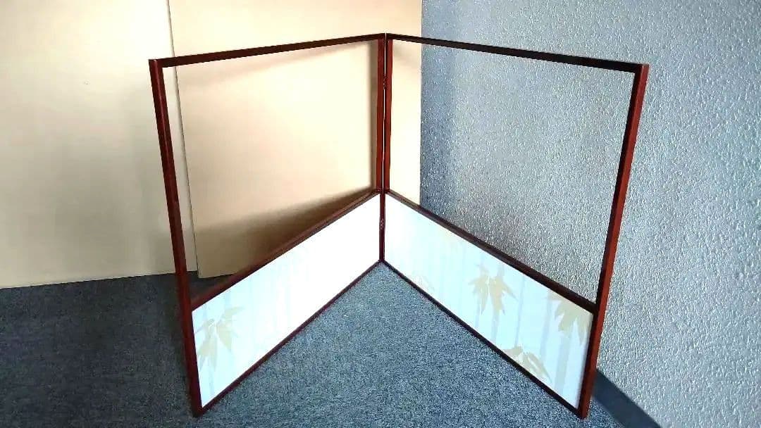 風炉先屏風、溜塗縁、呉竹金箔図、両面使い、はな15番