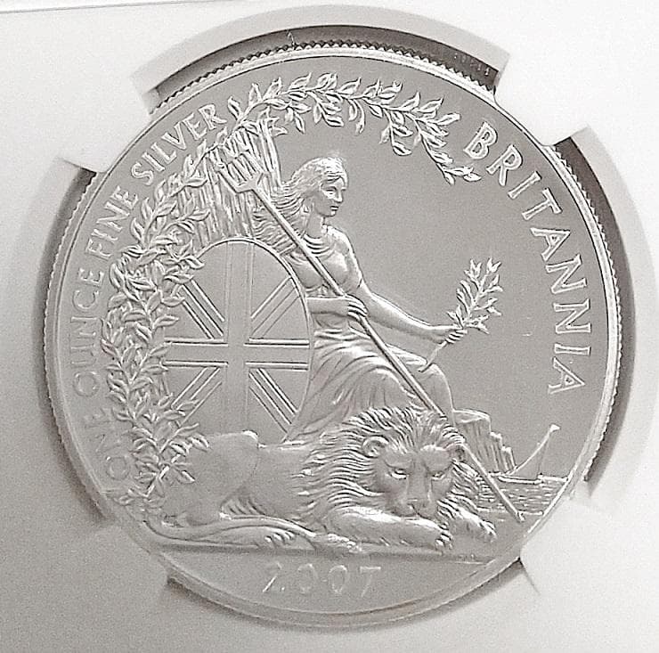 2007年 イギリス シーテット ブリタニア ライオン 銀貨 4枚セット NGC