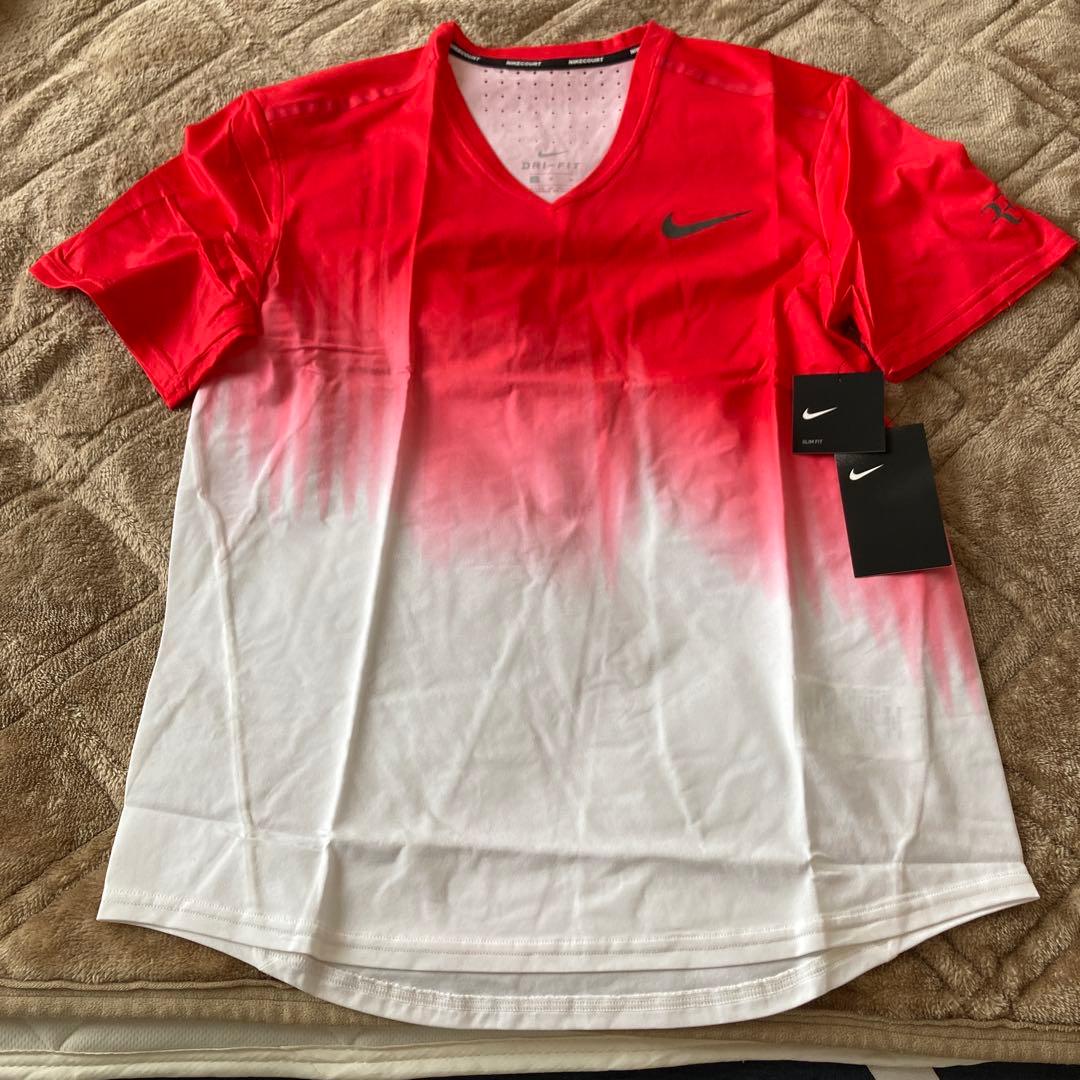 Nike テニス ロジャーフェデラー ゲームシャツ レッド/ホワイト