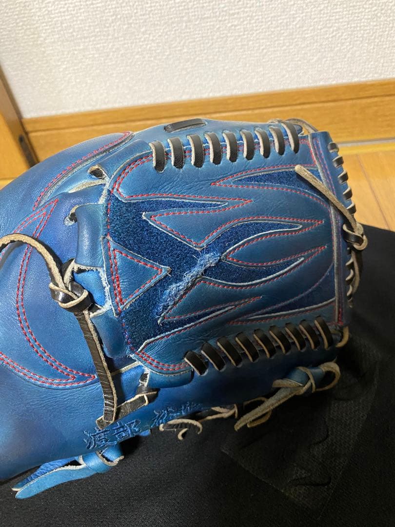 RYU 硬式用 投手 オーダー　グローブ 青　縦閉じ