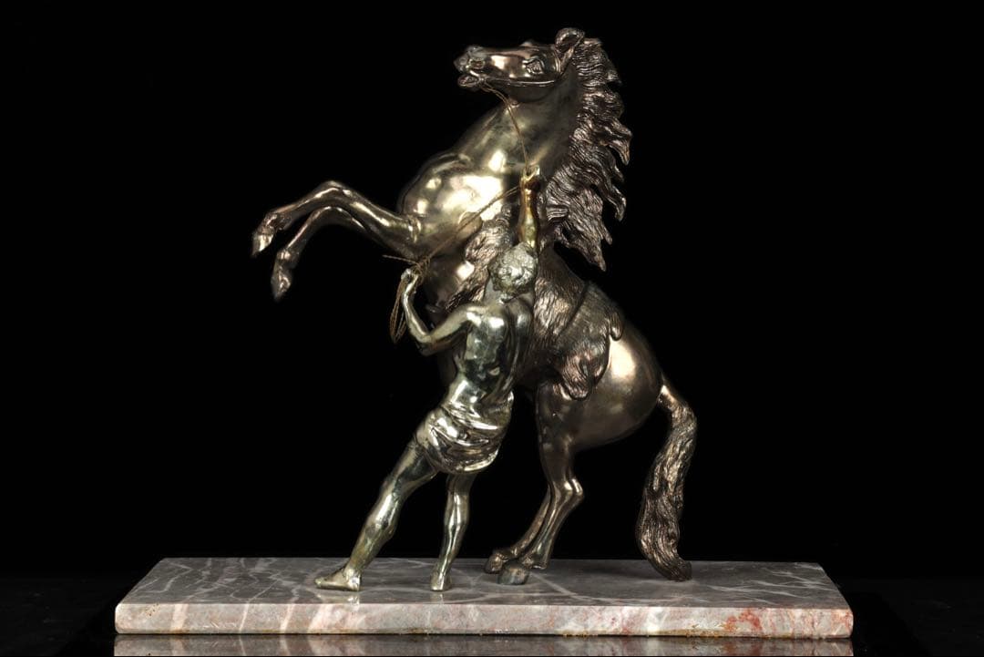 【西洋刻美術】フランス作家 金属彫刻像 『Marly horse マルリーの馬』
