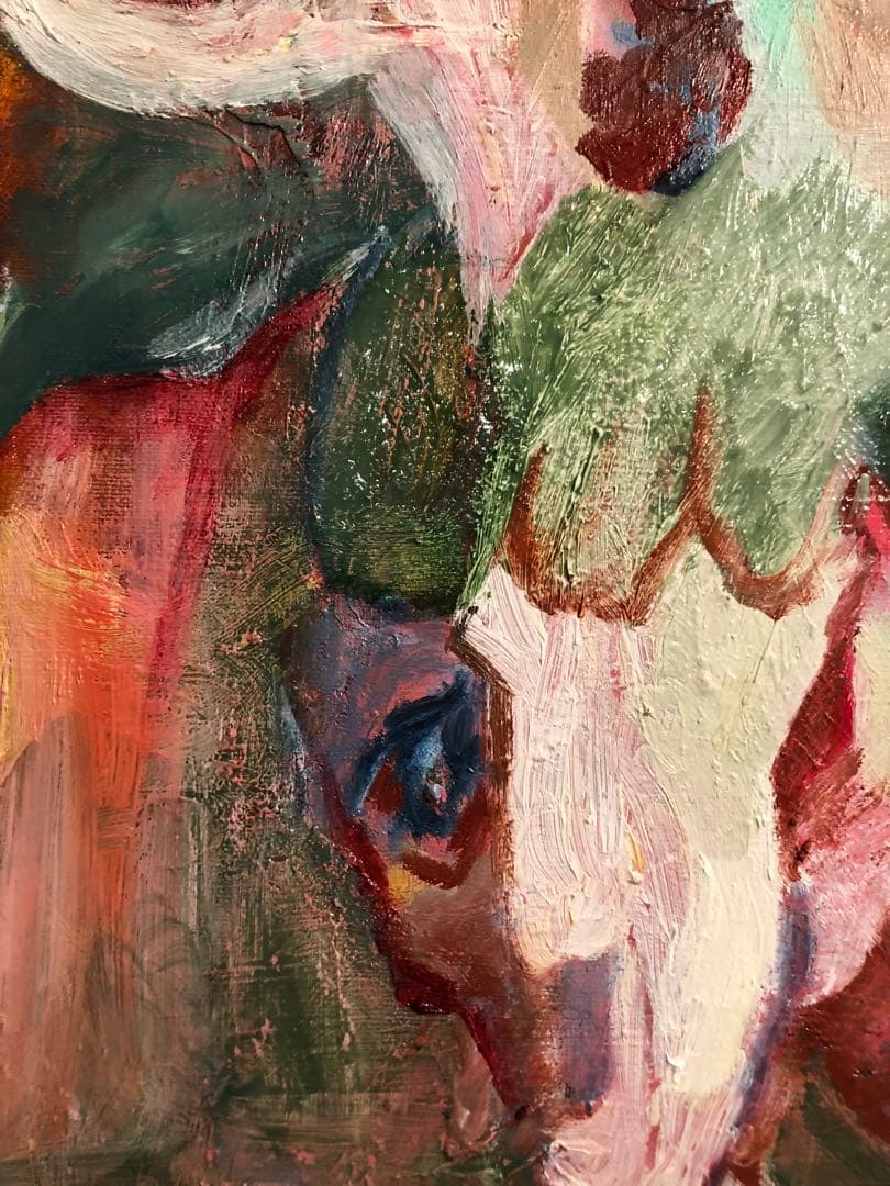 牛骨を被る少女　原画 油絵 oil painting 絵画 abstract