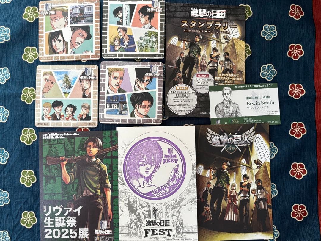 進撃の日田スタンプラリー帳　オリジナルステッカー　リヴァイ 生誕祭　ポストカード